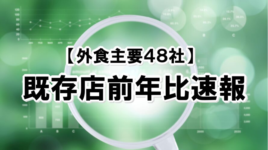 【2022年11月度】既存店前年比速報【外食主要48社】